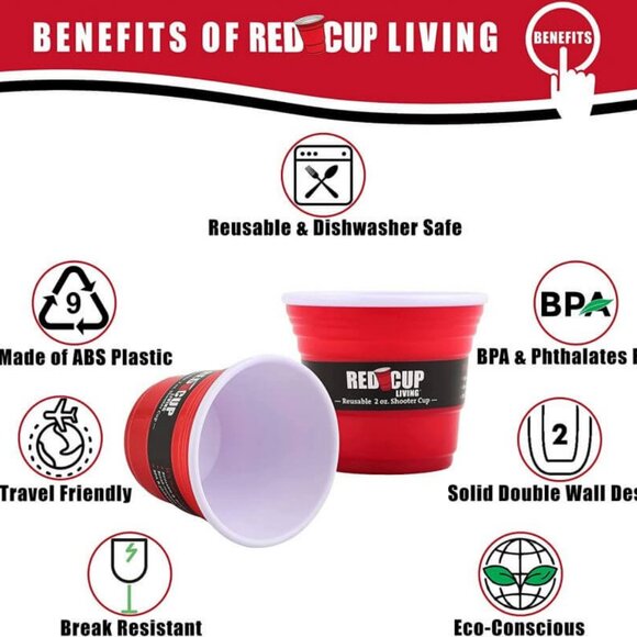 Set of Four - Red Cup Living 2 Ounce Shooter Cups - Picture 2 of 2